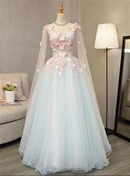 Picture of Pretty Light Blue Long Formal Dresses Party Dress, Unique Blue Prom Dresses Gown